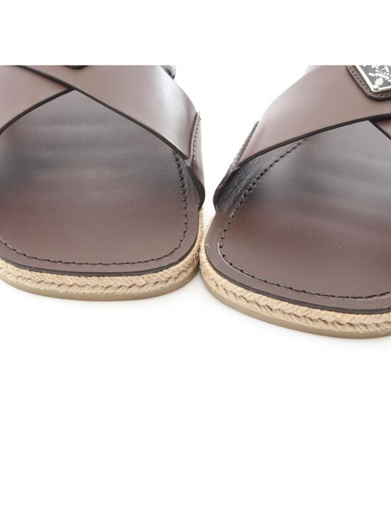 Prada Sandals Triangle Logo Criss Cross Leather